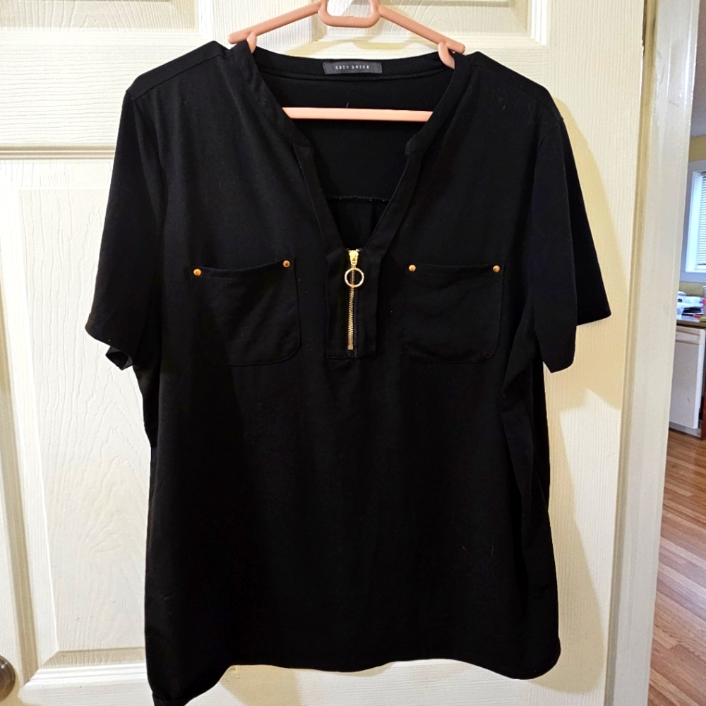 💝3/20 XL Black blouse with zipper bust